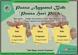 Puasa ayyamul bidh merupakan puasa yang dilakukan pada setiap pertengahan bulan hijriah yang di dasarkan pada kalender qomariah. Puasa Ayyamul Bidh Daripada Laman Penghuni Dmak Facebook