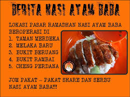 Walaupun kat melaka je, nak quote juga!! Nasi Ayam Baba Facebook