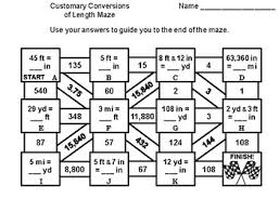 Customary Conversions Activity Inches Feet Yards And Miles Math Maze