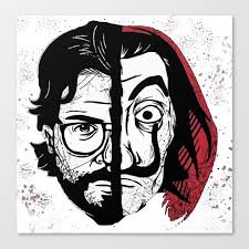 La Casa De Papel Professor And Salvador Dali Mask Canvas Print By A Nderson Garcia Medium In 2020 Art Art Prints Salvador Dali