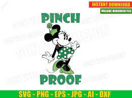 Disney St Patrick S Day Minnie Mouse Pinch Proof Svg Dxf Png Irish