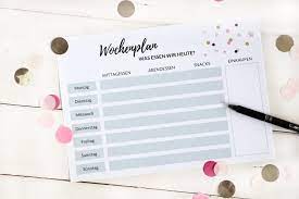 Planen sie alle anstehenden arbeiten und termine. Wochenplan Essen Freebie Lavendelblog