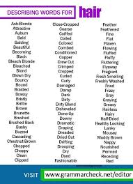 English Grammar Describing Words For Hair Describing Words Book Writing Tips Words