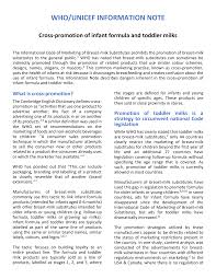 Https Www Who Int Docs Default Source Nutritionlibrary Breastfeeding Information Note Cross Promotion Infant Formula Pdf Sfvrsn 81a5b79c 1