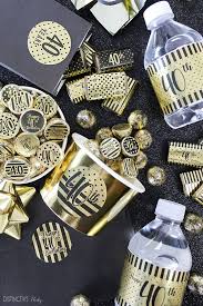 Black And Gold 40th Birthday Party Decorations Happy 40th Birthday Party Supplies In Black And Gold Foil In 2020 40th Birthday Party Favors 40th Birthday Party Supplies 40th Birthday Parties