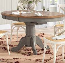 Wonderly Pedestal Extendable Solid Wood Dining Table Dining Table Makeover Solid Wood Dining Table Farmhouse Dining Table