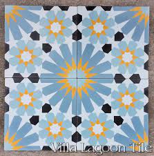 All of our tiles have interlocking patterns that are usually laid with each tile turned 90 degrees from the tile next to it. Tangier Cement Tile Villa Lagoon Tile Cement Tile Villa Lagoon Tile Encaustic Cement Tile