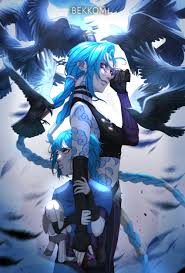 Rule 34 Dev - 2girls arcane:_league_of_legends arcane_jinx arm_tattoo  artist_name asymmetrical_bangs bare_shoulders bekkomi bird blue_hair braid  breasts closed_mouth cloud_tattoo crop_top crow dual_persona feathers  fingerless_gloves gloves gun highres ...