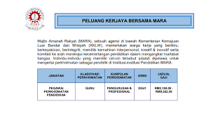 Gaji dg 41 p1 pada 2012 sebelum kgt. Jawatan Kosong Di Majlis Amanah Rakyat Mara Pegawai Perkhidmatan Pendidikan Dg41 Pelbagai Subjek Jobcari Com Jawatan Kosong Terkini