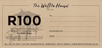 Gezi işletmecisi tarafından dağıtılan geziyle ilgili bedeli önceden ödenmiş harcamaları kapsayan kupon. R100 Waffle House Voucher The Waffle House