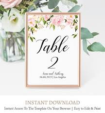 Floral Wedding Table Numbers Foldable Table Number Cards Etsy Wedding Table Numbers Printable Wedding Table Numbers Template Card Table Wedding