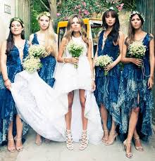 The bride's mother also tied the blue hospital bracelet from the day her daughter was born into she tied it off with silver ribbon from britex fabrics that matched the details of the bride's wedding dress. Indigo Wedding Details To Dye For Mywedding