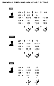 snowboard boot size chart size chart sturtevants