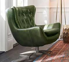 Wells Tufted Leather Swivel Armchair Green Leather Chair Affordable Leather Chair Swivel Armchair