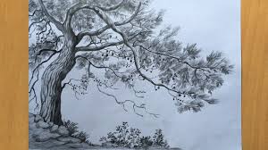 1.bp.blogspot.com it shows how to draw objects in an easy and simple method, a simple sketch of a tree with nice compose with little little bushes objects & different tones of pencil drawing and shading. Tree Drawing In Pencil Draw And Shade A Tree Step By Step Pencil Sketch Youtube