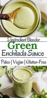 A Creamy Healthy Green Enchilada Sauce With Only 5 Simple Ingredients And Easily Made In A Blend Green Enchilada Sauce Enchiladas Healthy Vegan Sauce Recipes