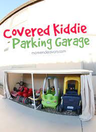 Covered Kiddie Car Parking Garage Outdoor Toy Organization Mom Endeavors Outdoor Toy Storage Kids Outdoor Play Kids Car Garage
