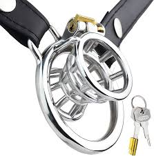 Amazon | Kutocesy 貞操帯 男の娘用 貞操装置、SM の緊縛性の性のおもちゃの人の金属の空の漏斗のおちんちんのおりをきつく締める革貞操ベルトのウエストが付いているステンレス鋼の男性の  Chasity のおり (40mm-round) | Kutocesy | アダルト雑貨