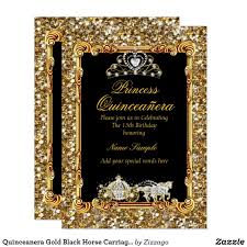 Black And Gold Carriage Quinceanera Gold Black Horse Carriage Fairytale Invitation Zazzle Com Fairytale Invitation Invitations Quinceanera Invitations