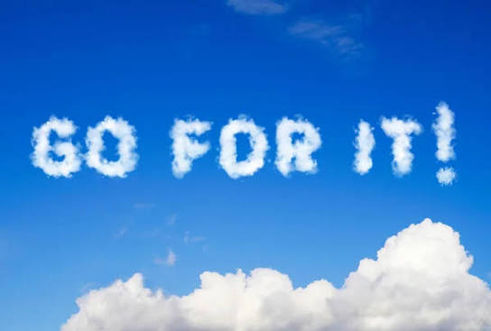 Go for it message made of clouds - Stock Image - Everypixel
