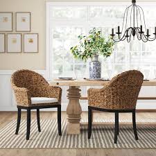 Monticello Polyester Blend Upholstered Arm Chair In Brown With Images Solid Wood Dining Chairs Dining Chairs Bamboo Dining Chairs