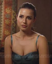 WornOnTV: Katie's teal satin bustier dress