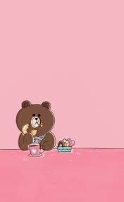 Brown And Pink Background Line Friends Iphone Wallpaper Pink Background