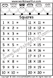Squares 1 20 Worksheet Free Printable Worksheets