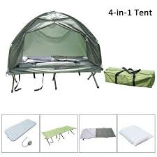 Outsunny Single Person Camping Cot Tent With Sleeping Bag Air Mattress And Storage Bag Cots Hammocks Aosom Camping Pillows Tent Camping Shower