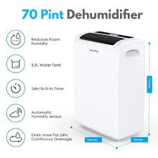 Inofia Auto Defrost Portable 70 Pint Dehumidifier Colzer Dehumidifiers Dehumidifier Basement Pint