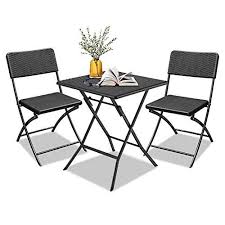 lzq lot de 3 multistore 2002 ensemble de jardin en polyrotin comprenant 1 table carree et 2 chaises noir chaise de jardin mobilier jardin chaise noire