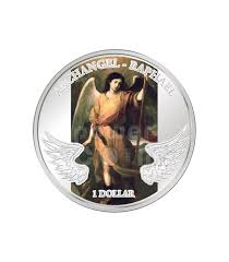 Pietro perugino, arcangelo raffaele con tobia (polittico della certosa di pavia, 1500 ca). Arcangelo Raffaele Angelo Custode Moneta Argento 1 Solomon Islands 2009 Power Coin