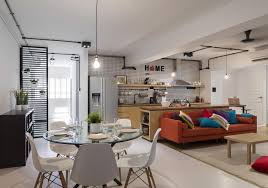 There Are No Walls Between The Kitchen Living And Dining Areas Of This Five Room Flat Modern Kitchen Island Design Small Apartment Design Home Decor