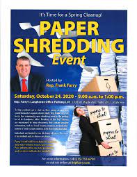 Free shredding near me september 2020. Free Paper Shredding Event Hosted By Rep Frank Farry Lower Southampton Township
