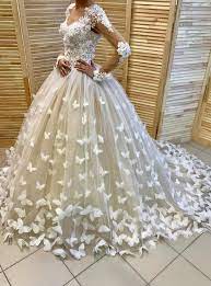 Amazing Butterfly Ball Gown Long Sleeves Wedding Dress Bridal Gowns Ball Gown Wedding Dress Ivory Bridal Gown Ball Gowns Wedding
