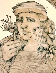 Mary Lou Higgins & Edward Higgins Ceramic Plate 1976 High Gloss Silver  Glaze Portrait