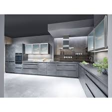 The white and gray marble waterfall countertop is the star of the show in this shaker kitchen design. Speed Kitchen Black Concrete Hintex Home Interior Exterior Building Materials