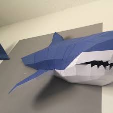 Low Poly Shark Model Create Your Own 3d Papercraft Shark Etsy In 2020 Paper Sculpture Origami Shark Paper Crafts