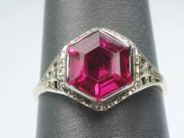 Vintage 14k Gold Ruby Ring Synthetic Ruby By Belmarjewelers 14k Gold Ruby Ring Red Stone Ring Ruby Ring