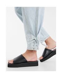 London Rebel Mini Flatform Nineties Sandals With Square Toe In Black Lyst