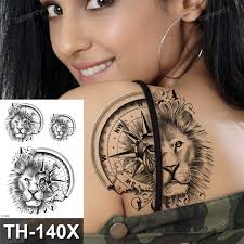 Big temporary tattoos animals thigh leg tiger rose wolf lion head sexy fake  tatoo woman men body art tattoo sticker waterproof