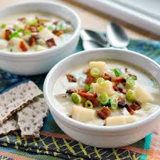 Recipe Baked Potato Soup With Bacon Scallions Cheddar Recipe Potato Bacon Soup Baked Potato Soup Potato Soup