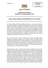 The ministry of finance (malay: Tengku Zafrul On Twitter Media Statement By The Minister Of Finance S P Global Ratings Reaffirms Malaysia S Rating 26 June 2020