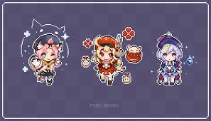 Maybe you would like to learn more about one of these? Team Loli Klee Diona And Qiqi Pixel Art Ver Genshin Impact