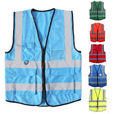 Most blue vests are offered in a highly reflective stripe in either a silver, lime, and orange color. Safety Vest With Zipper Reflective Waistcoat 5pockets Shopee Philippines