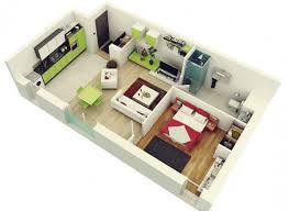 50 Plans En 3d D Appartement Avec 1 Chambres Plan Maison Plan Appartement Plan Petite Maison
