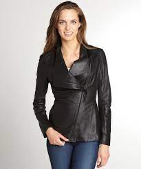 Elie Tahari Black Peplum Leather Jacket Leather Jacket Fashion