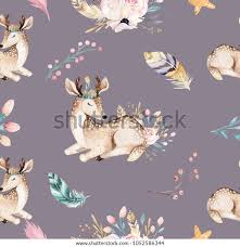 Cute Family Baby Raccon Deer Bunny Stock Illustration 1052586344