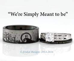 Nightmare Before Christmas His And Her S 3piece Engagement Set Nightmare Before Christmas Rings Nightmare Before Christmas Wedding Rings Sets His And Hers
