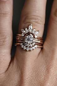 Diamond Engagement Ring Rose Gold Floral Diamond Ring Wedding Set Modern Rose Gold Rose Engagement Ring Unique Engagement Rings Diamond Wedding Rings Sets